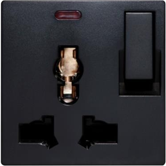SOL-PLG-UNV-B Universal switched socket with LED BLACK