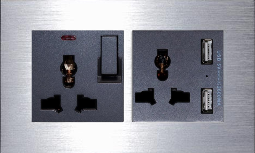 Sol Aluminum 2 Gang with switch choket LED and USB Charger and choket