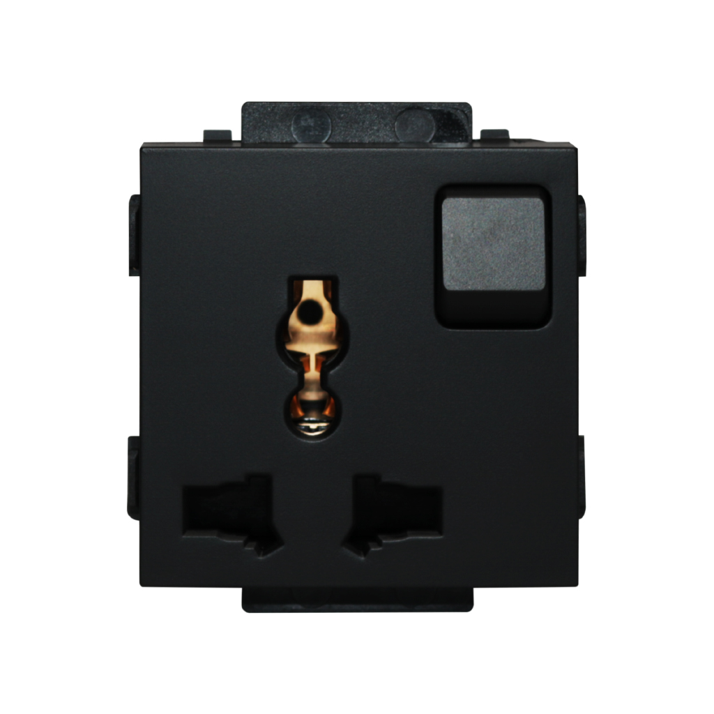 CLK-PLG-UNV-SW-BLK 13A,220V  Universal socket with switch Black
