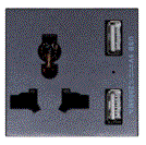 SOL-PLG-USB-A Universal switched socket with 2 USB Charger Gray Color UK Size