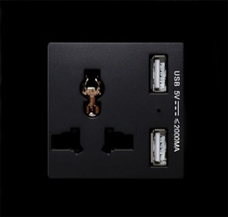 SOL-PLG-USB-B& SOL-COV1-GLS-B SOL Universal switched socket with 2 USB Charger